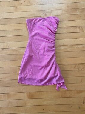 Princess Polly Strapless Shimmery Pink Ruched Mini Dress